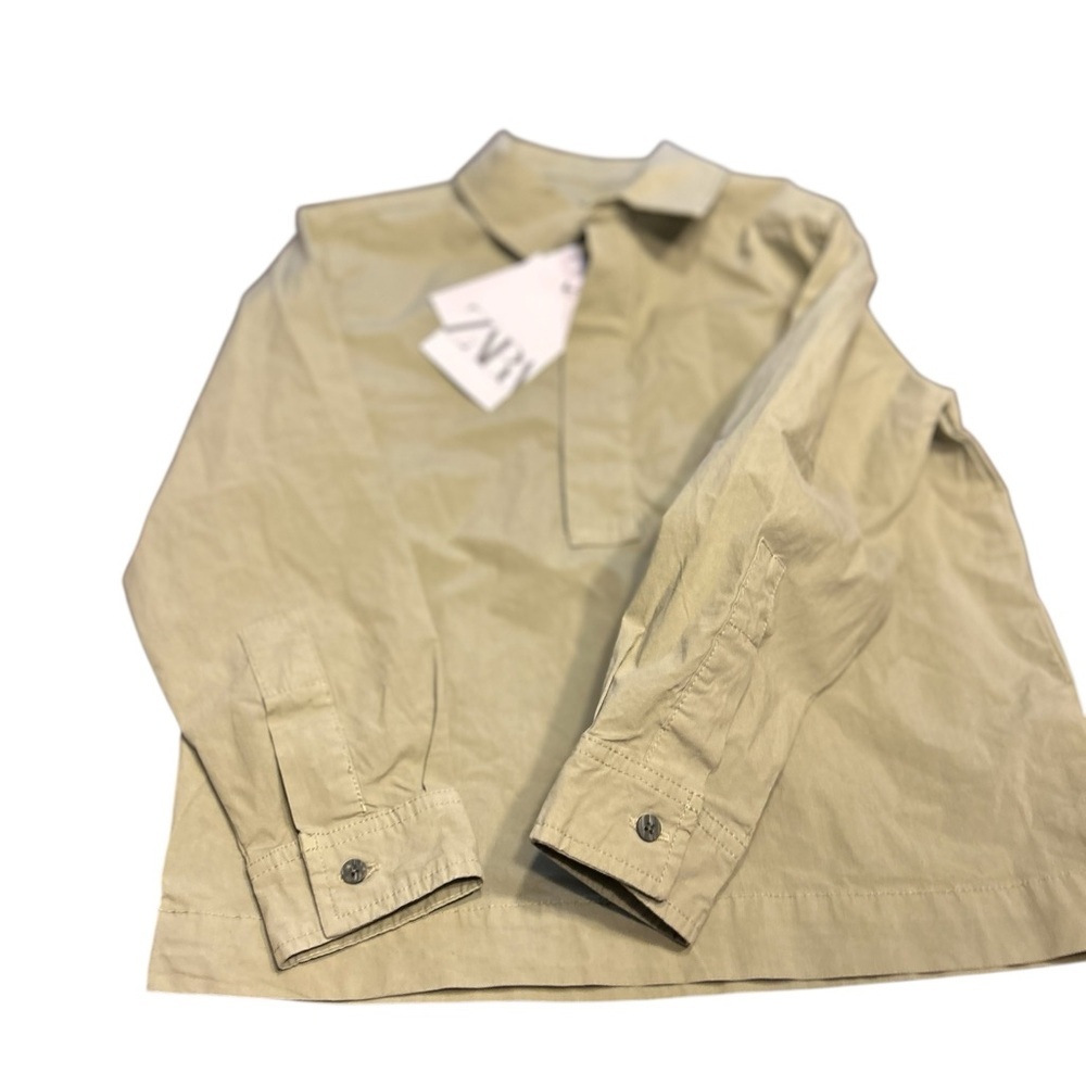 Zara kids Beige Long‎ Sleeve Button-Up Shirt Size 6-7 Casual